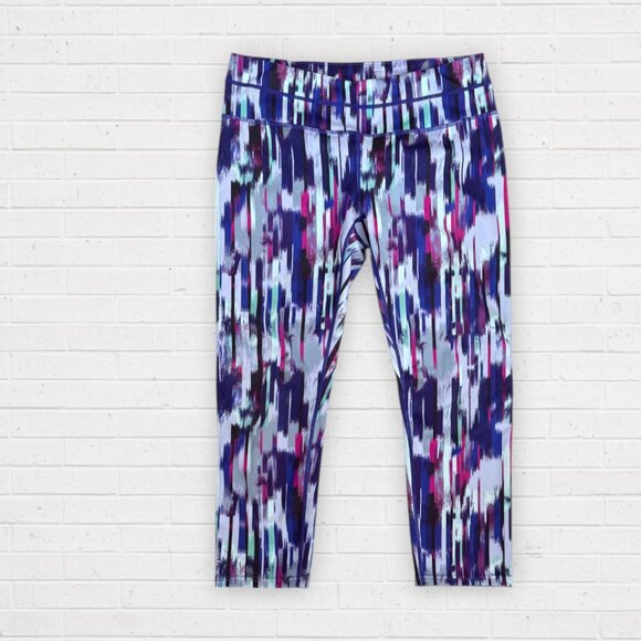 ATHLETA Purple Pink Back Zip Capri Cropped Leggings 438851 Womens size M - Picture 1 of 6